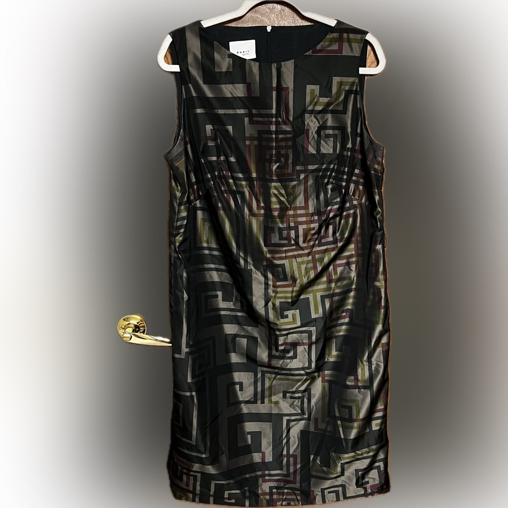 Akris Punto Women's Sleeveless Gray/Blk Graphic Geometrical Dress Size 14 Modern